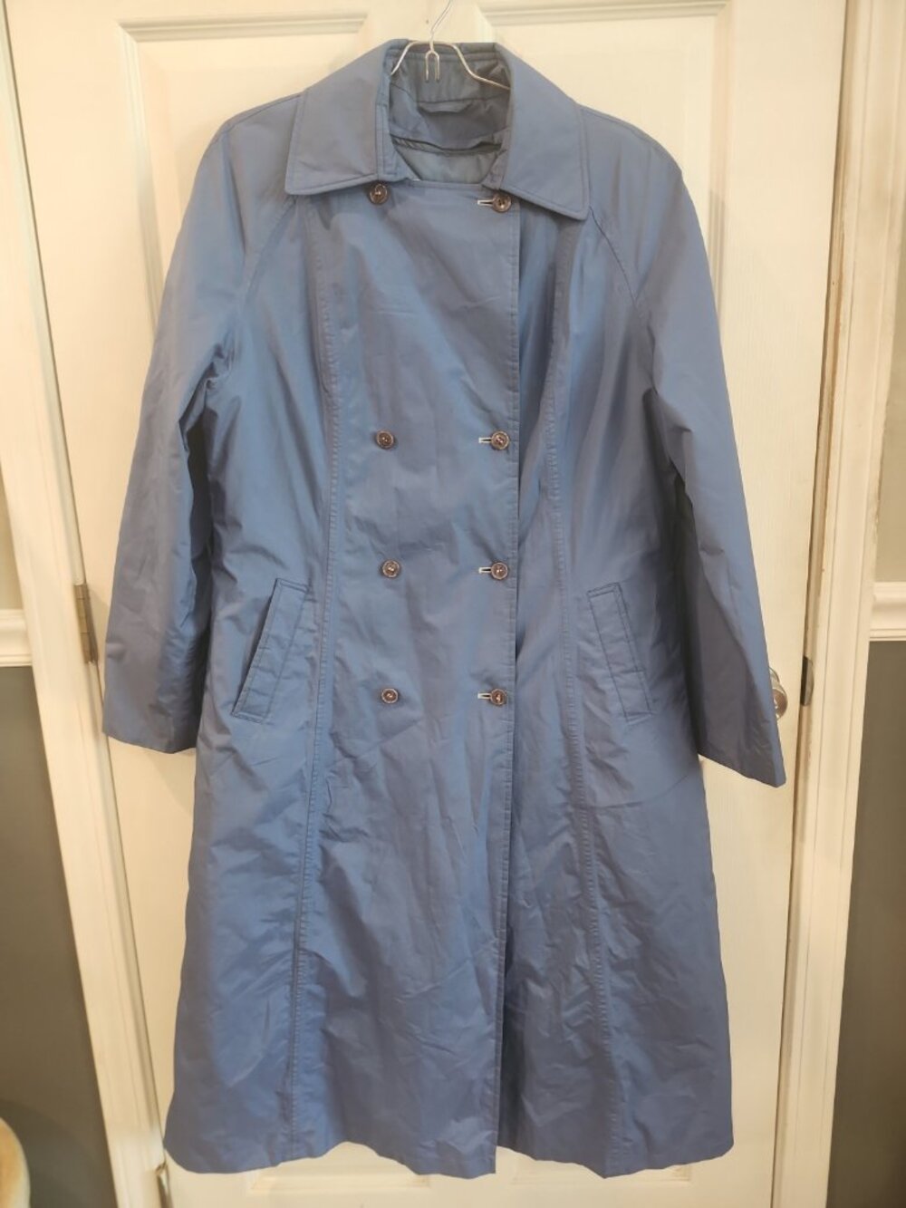 Vtg 1980s~ORVIS~Women's~Blue~Double Breasted Trench Coat~Removable Lining~S/M